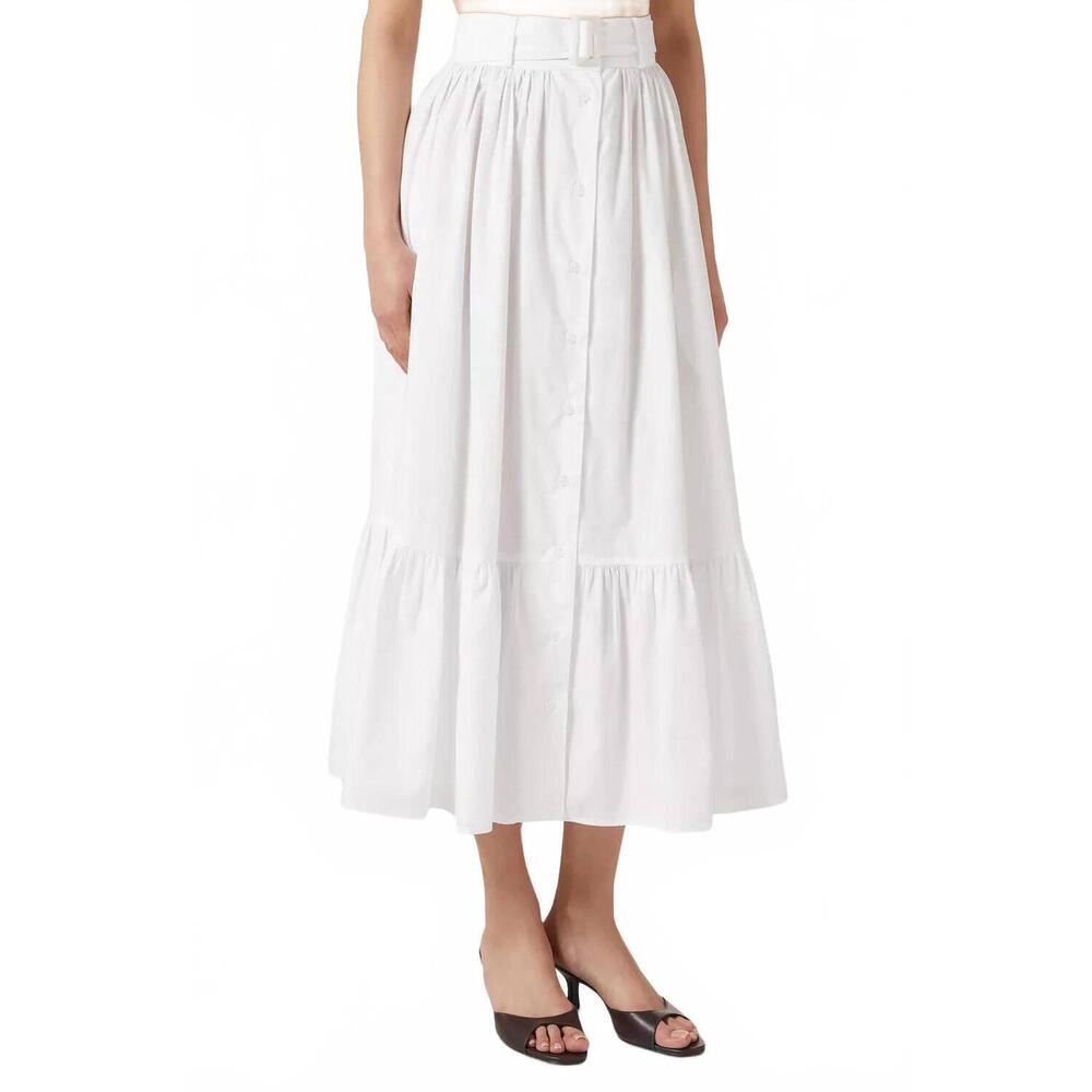 NEW MATTHEW BRUCH button down midi skirt in white